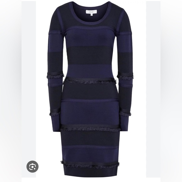 REISS Bridey Long Sleeve Knitted Midi Dress Wedding Guest Travel Cocktail City - Picture 5 of 8